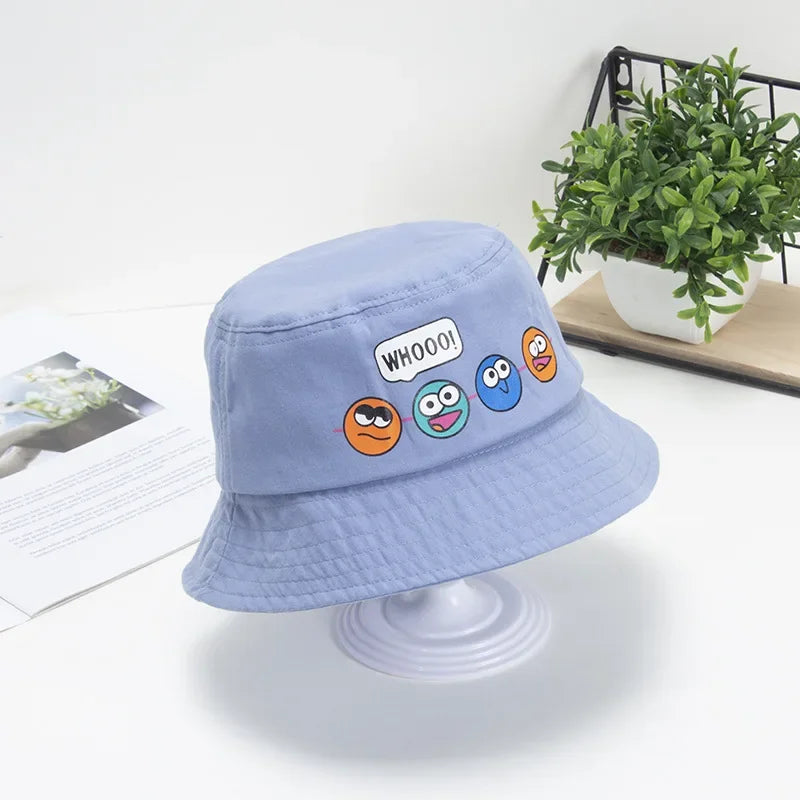 Kids Cartoon Windproof Rope Bucket Hat