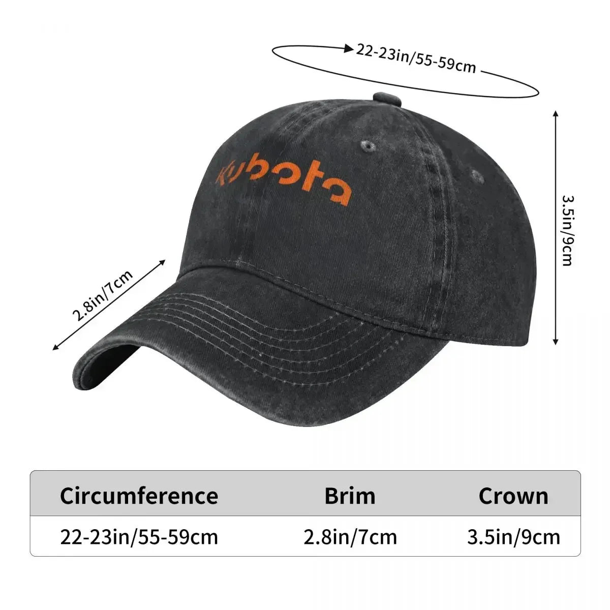 Kubota Denim Logo Casual Baseball Cap