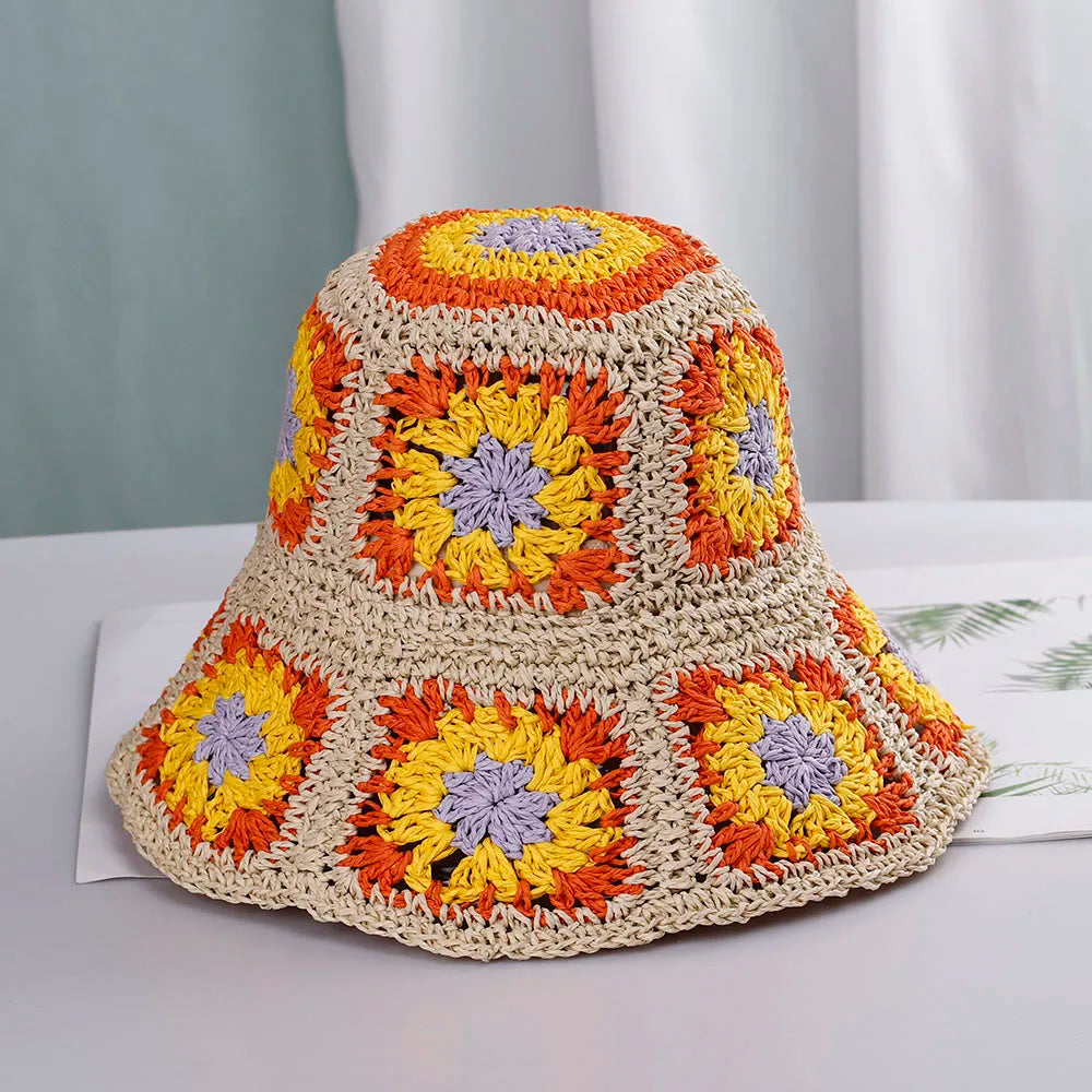 Wide Brim Foldable Summer Straw Bucket Hat