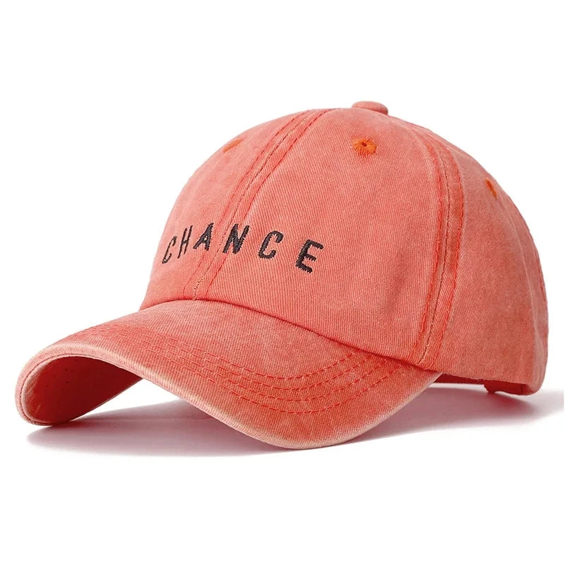 Unisex Washed Cotton Chance Letter Baseball Cap