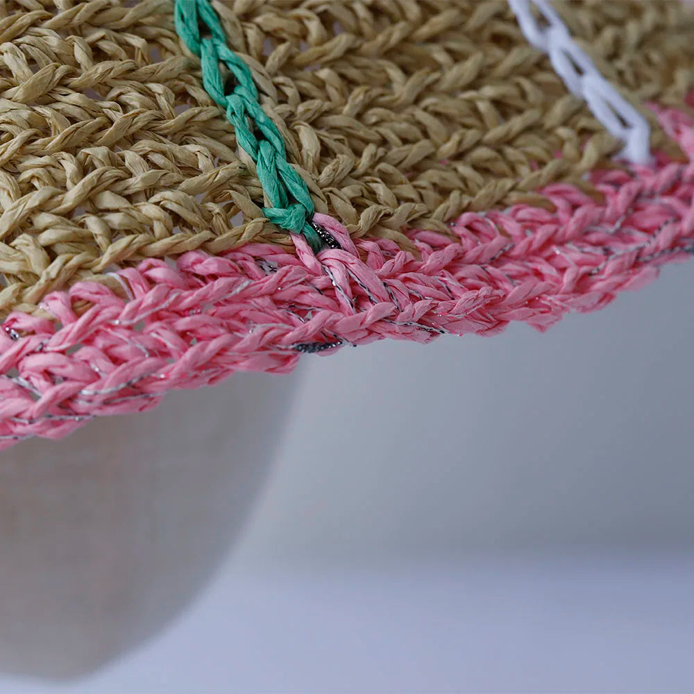 Rainbow Crochet Straw UV Visor Bucket Hat