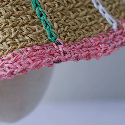 Rainbow Crochet Straw UV Visor Bucket Hat