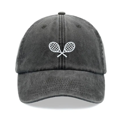 Retro Crossed Tennis Racket Baseball Cap