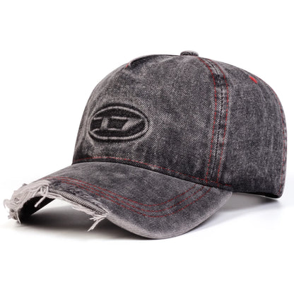 Unisex Stamped D Letter Denim Hole Baseball Caps