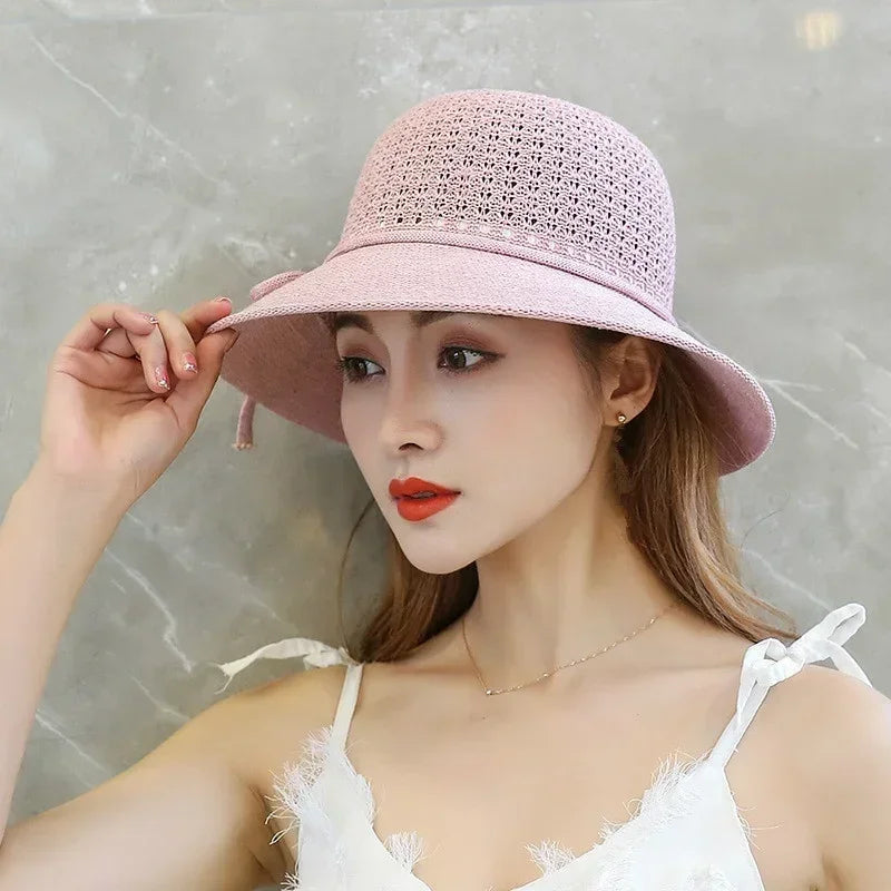Women Braided Beach Sunshade Bucket Hat