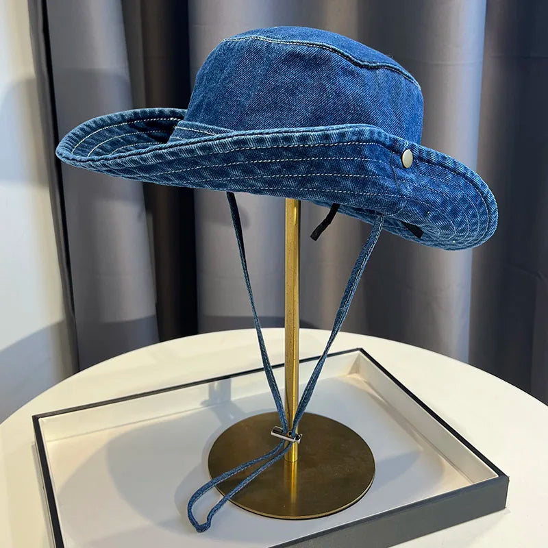 Unisex Vintage Washed Denim Bucket Hat
