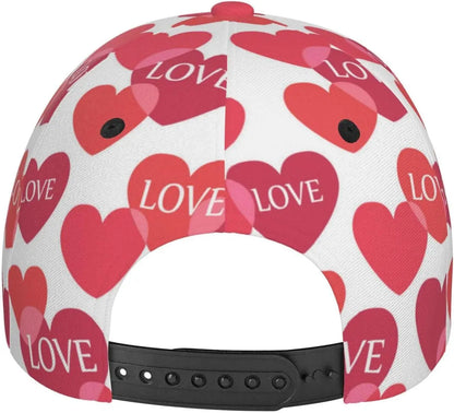 Valentines Red Hearts Adjustable Baseball Cap