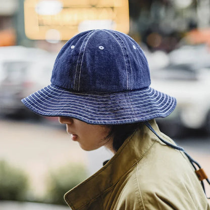 Vintage Denim Wide Brim Bucket Hat
