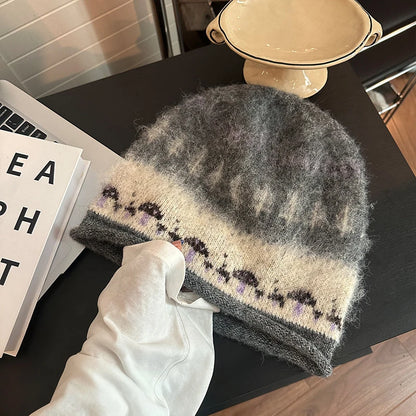 Women's Fair Isle Cuffed Winter Knit Bucket Hat