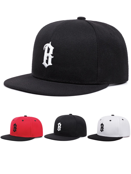B Gothic Embroidered Flat Brim Baseball Cap