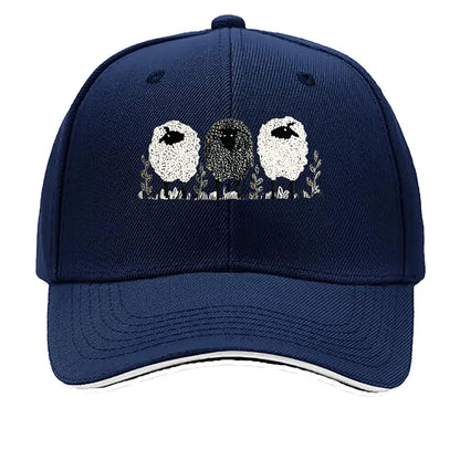 Vintage Three Lambs Print Adjustable Baseball Cap