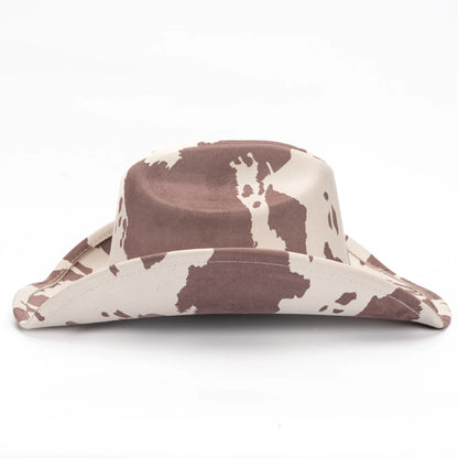 Cow Print Faux Suede Western Cowboy Hat