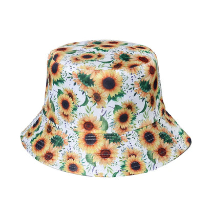 Sunflower Print Cotton Bucket Hat for Women