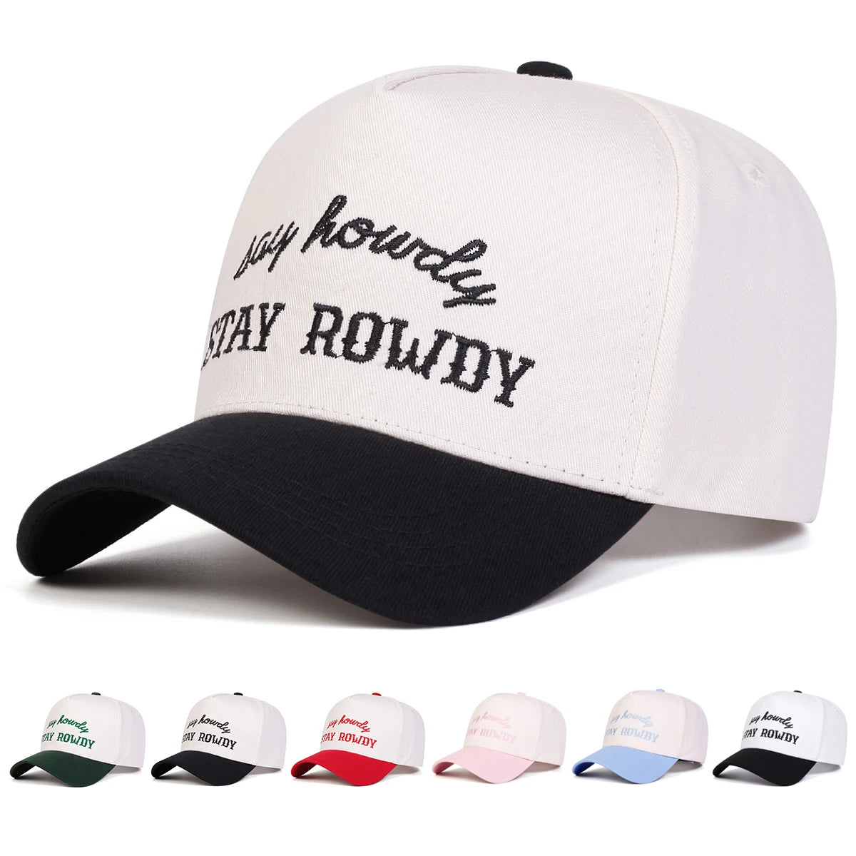 Unisex STAY ROWDY Letter Embroidery Baseball Caps