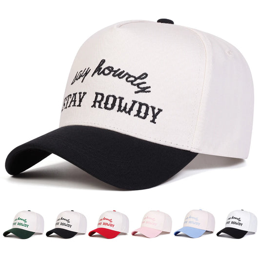 Unisex STAY ROWDY Letter Embroidery Baseball Caps
