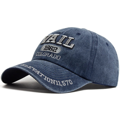 VAIL Letter Embroidered Cotton Soft Top Baseball Cap