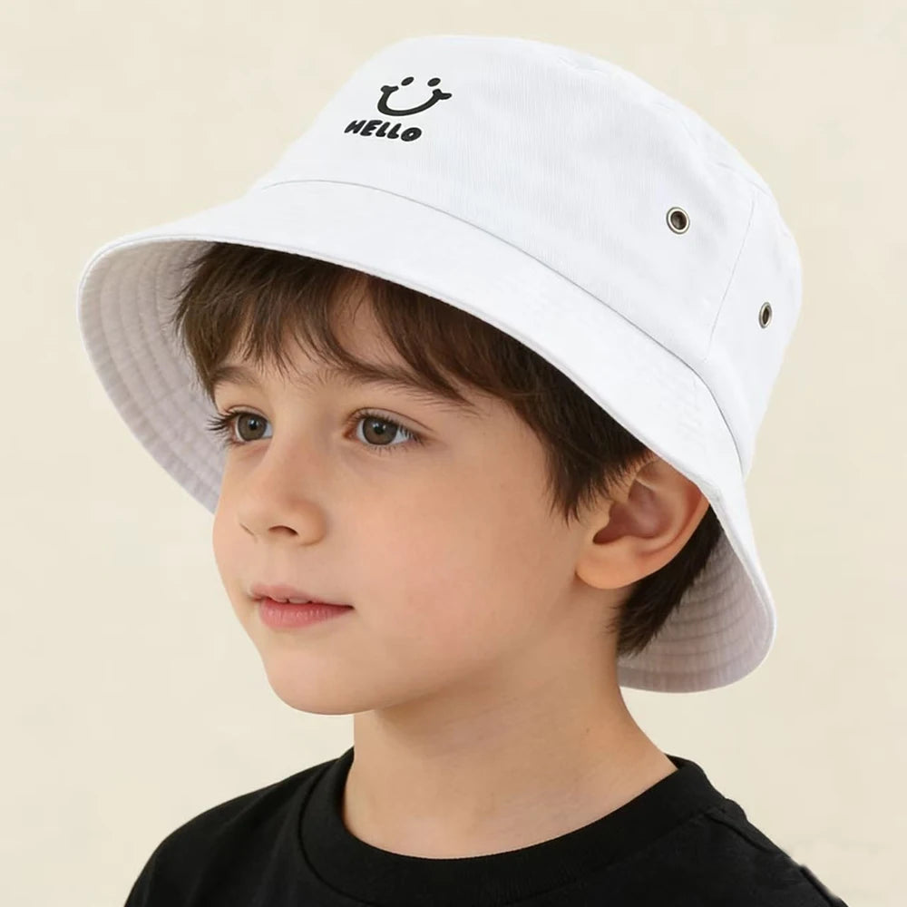 Kids Smiling Face Cotton Summer Bucket Hat