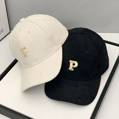 Corduroy Letter Baseball Cap