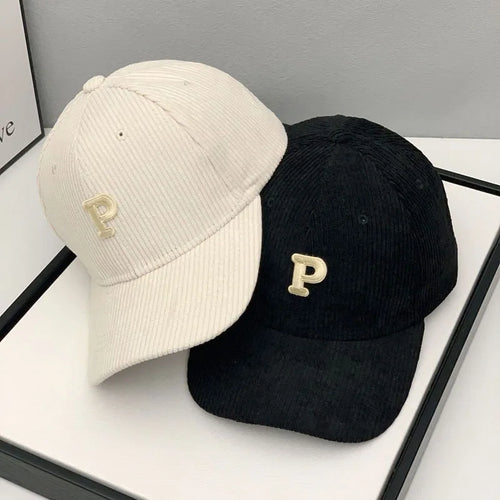Corduroy Letter Baseball Cap