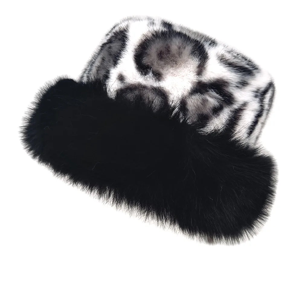 Leopard Print Plush Bucket Hat