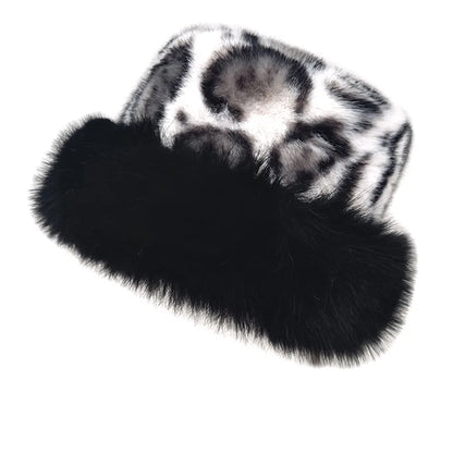 Leopard Print Plush Bucket Hat