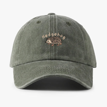 Mini Hedgehog Embroidery Vintage Cotton Baseball Cap