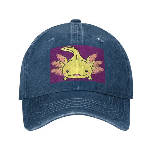 Cute Axolotl Perfect Saying Washed Denim Baseball Cap