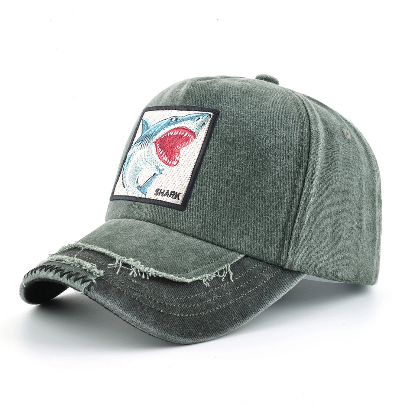 Shark Patch Denim Baseball Cap