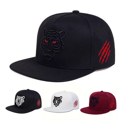 Tiger Head Flat Brim Baseball Cap