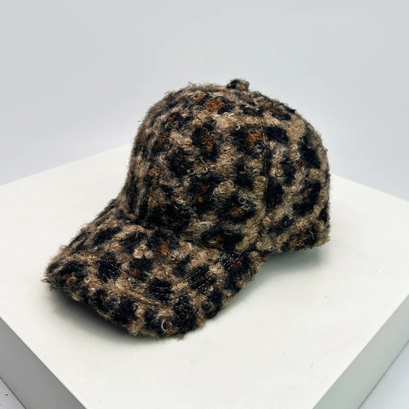 Check Leopard Print Baseball Cap