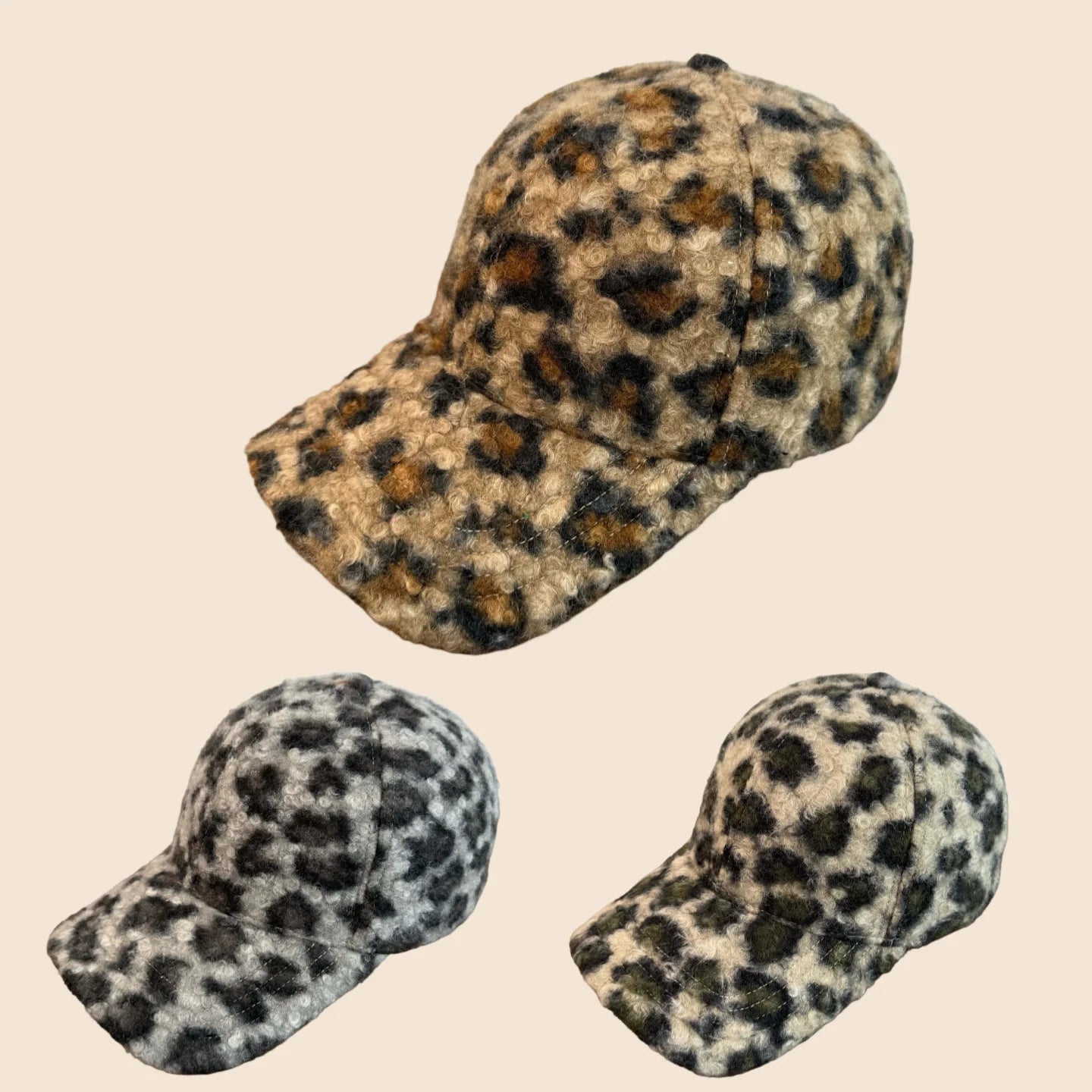 Leopard Print Plush Baseball Hat