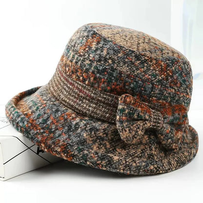Bow Woolen Fisherman Hat Women Autumn Winter