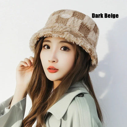 Fall Winter Checkerboard Bucket Hat
