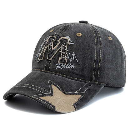 Retro M Letter Embroidery Baseball Cap Unisex