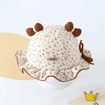 Sweet Ruffle Floral Bowknot Bucket Hat