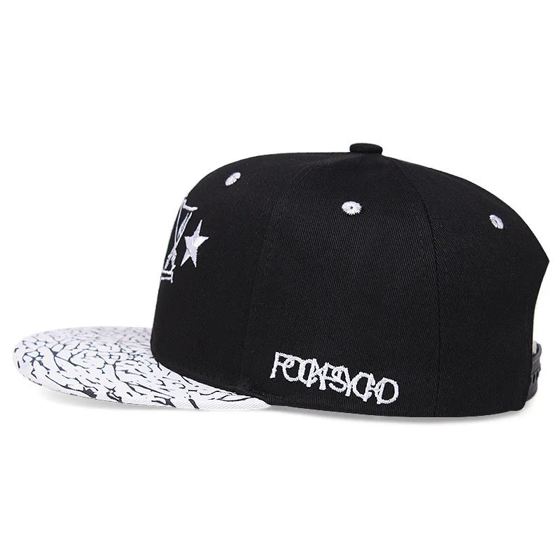 Star Embroidery Flat Brim Hip Hop Cap