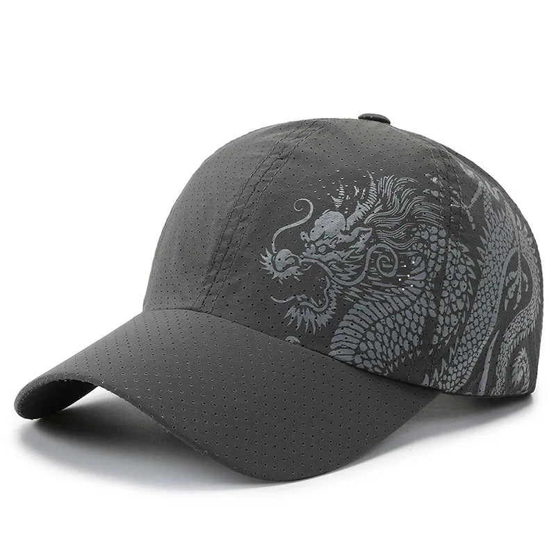 Unisex Dragon Pattern Quick-Dry Sports Baseball Cap