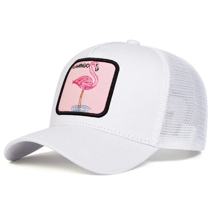 Unisex Flamingo Patch Embroidery Baseball Net Caps