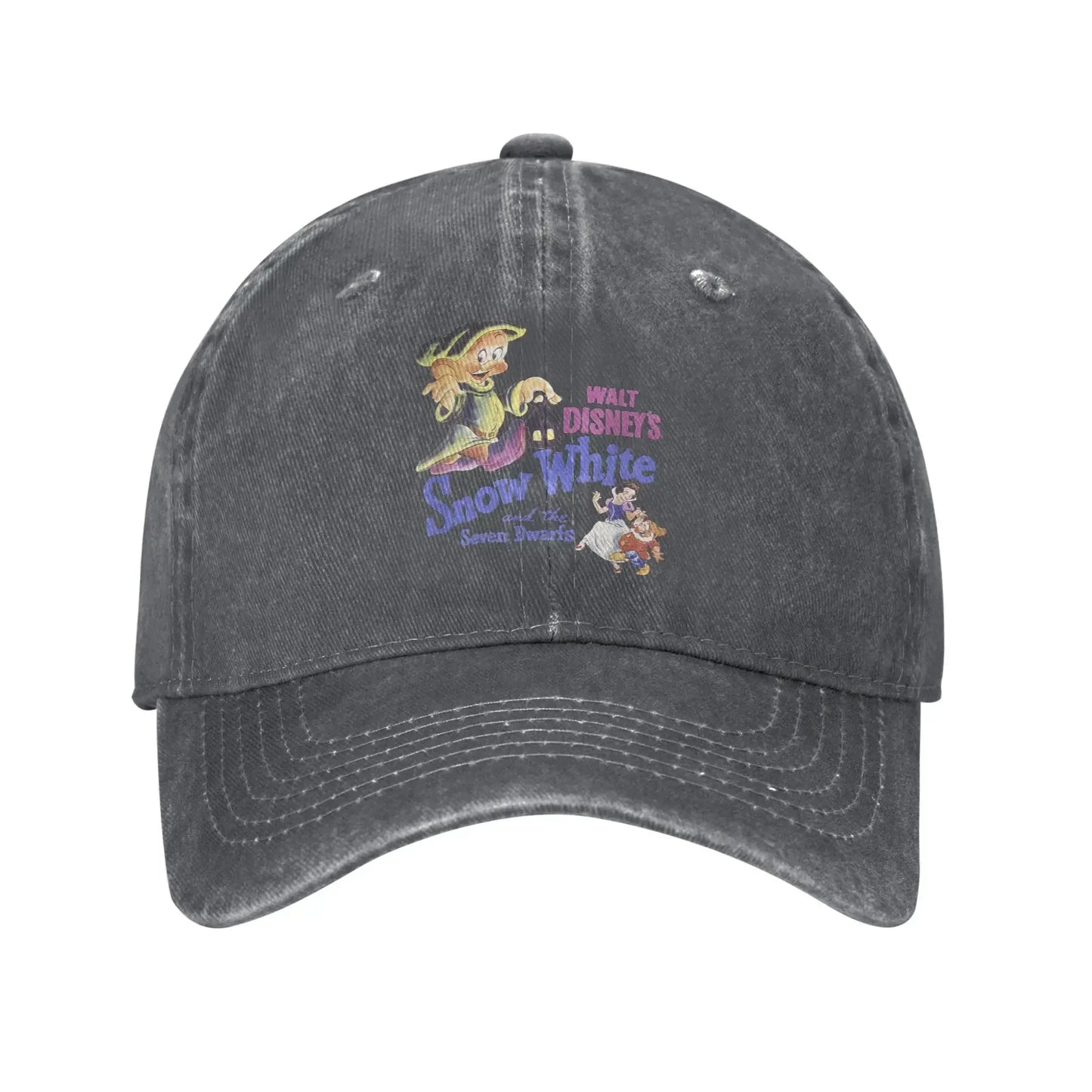 Snow White Dopey Movie Poster Distressed Denim Baseball Cap