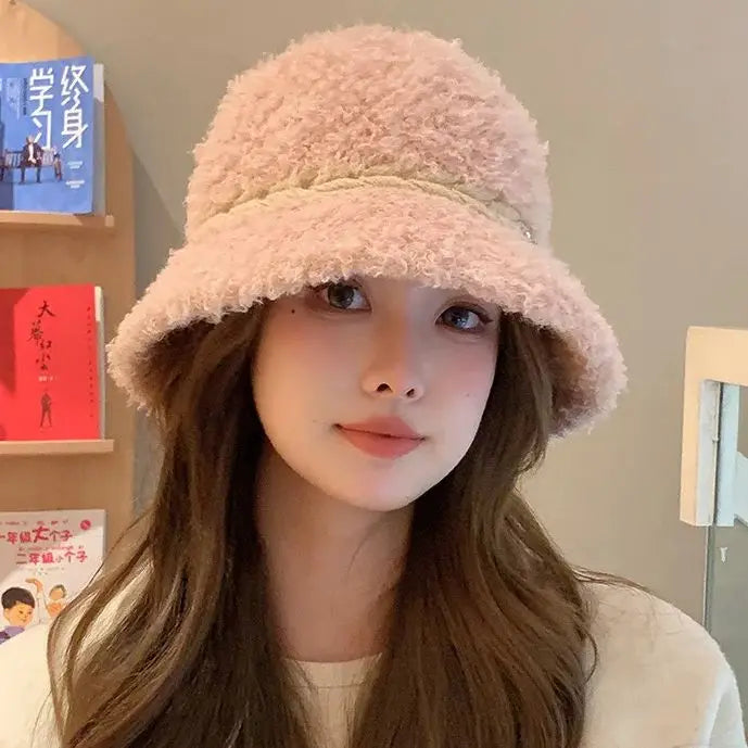Soft Fleece Knitted Band Bucket Hat