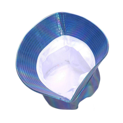 Laser Rainbow Luminous Faux Leather Bucket Hat