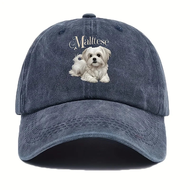 Maltese Dog Print Baseball Cap