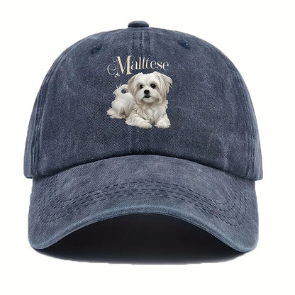 Maltese Dog Print Baseball Cap