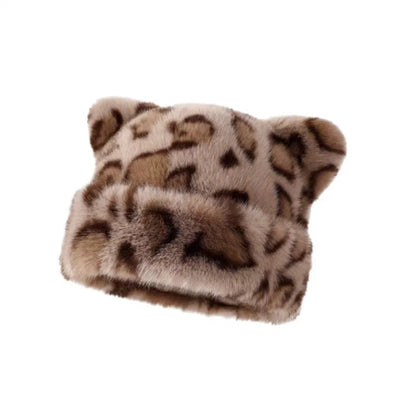 Luxury Fluffy Leopard Faux Fur Bucket Hat