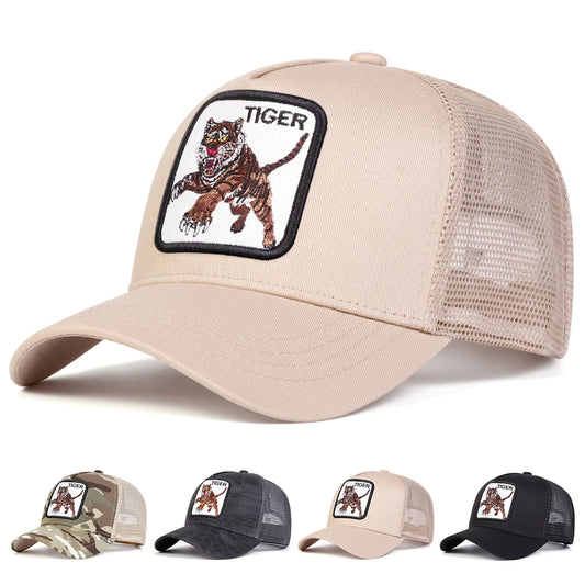 Unisex TIGER Embroidery Baseball Net Caps