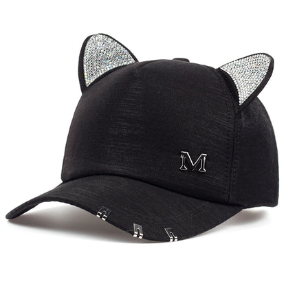 Cute Cat Ears M Label Baseball Cap