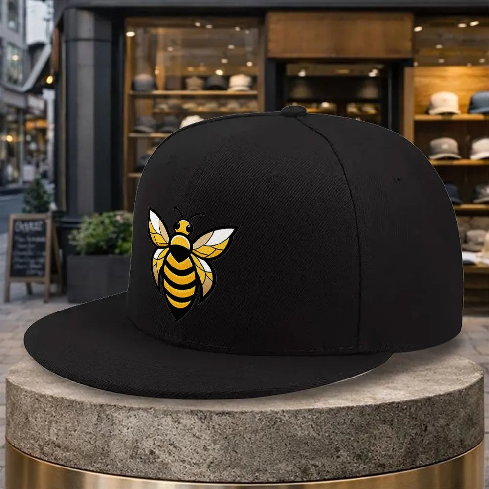 Bee Graphic Flat Brim Street Snapback Cap