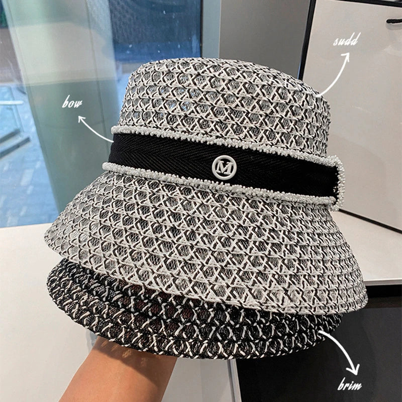 Korean Breathable Hollow Diamond Bucket Hat