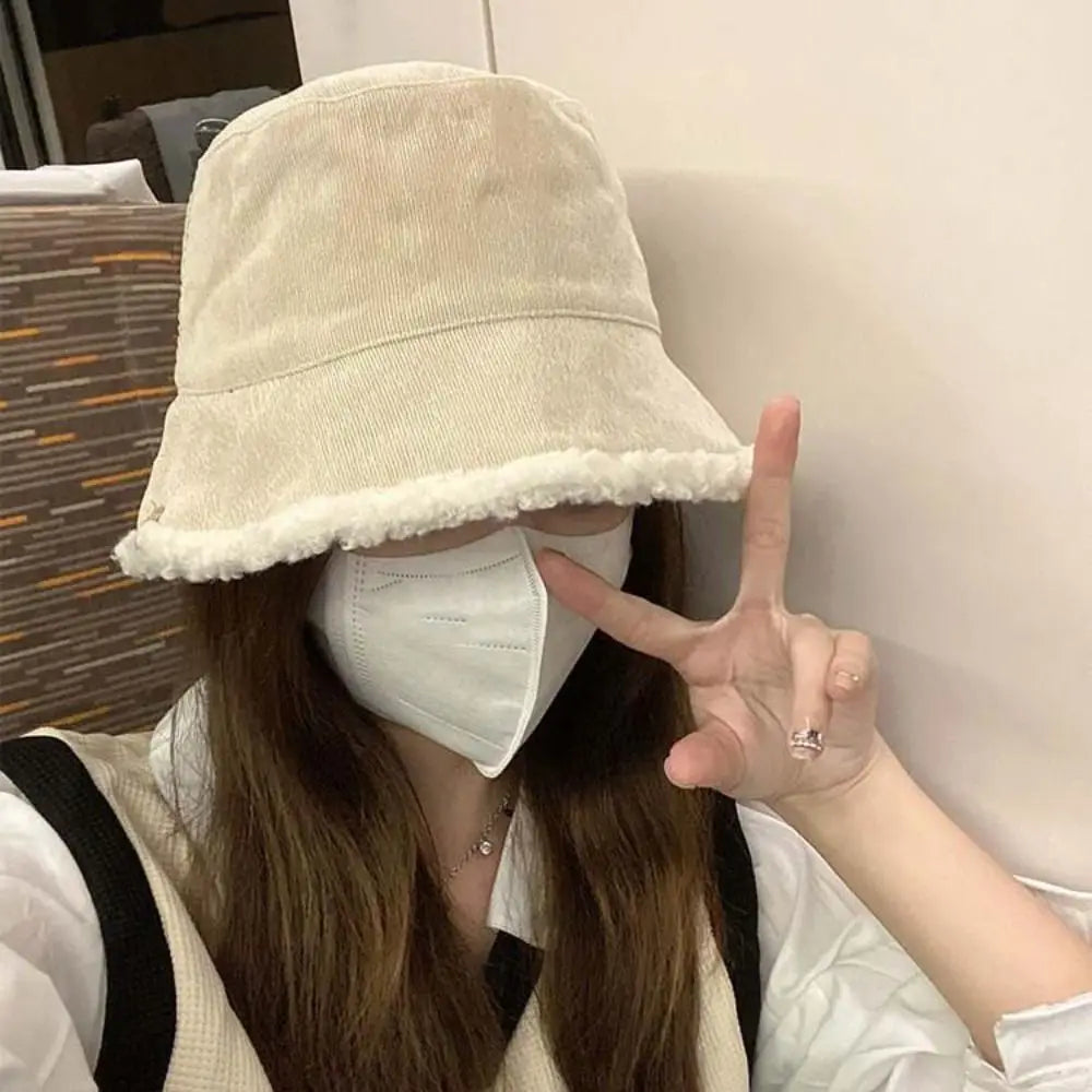 Korean Casual Lamb Wool Winter Bucket Hat