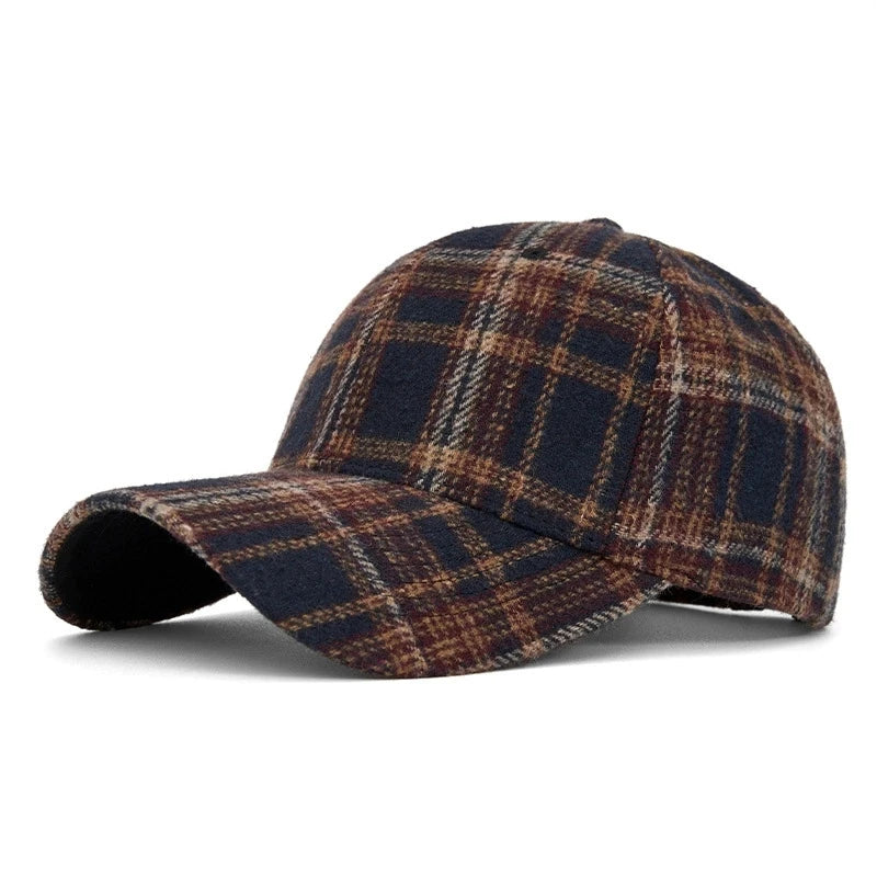 Classic Plaid Hard Brim Face Slimming Duckbill Baseball Hat